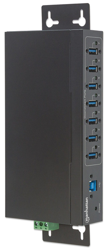 Manhattan USB Hub - USB 3.0 Type B - Wall/DIN Rail Mountable - 7 Total USB Port(s) - 7 USB 3.0 Port(s) - PC, Mac