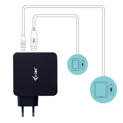 i-tec USB-C CHARGER 60W + USB-A Port 12W. Type de chargeur: Intérieure, Type de source d'alimentation: Secteur, Compatibil