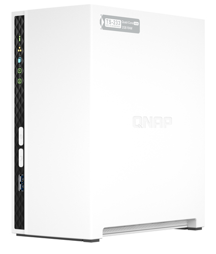 QNAP TS-233 2 x Total de compartimentos Sistema de armazenamento SAN/NAS - 4 GB Flash Memory Capacity - ARM 2 GHz - 2 GB R