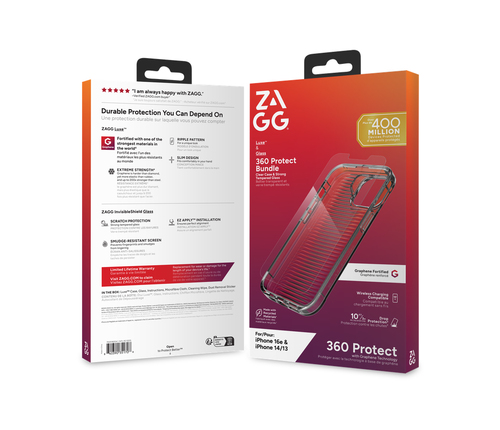 ZAGG Luxe Hülle für Apple iPhone 16e, iPhone 15, iPhone 14, iPhone 13 Smartphone - Durchsichtig - Sturzsicher - Graphen - 