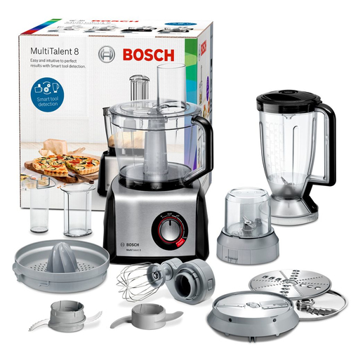 Robot da cucina Bosch MultiTalent 8 MC812M844 - 3,90 L (Capacità) - 1250 W Motore - Nero, Acciaio inossidabile spazzolato