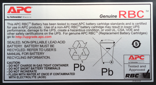 APC RBC55. Akku-/Batterietechnologie: Plombierte Bleisäure (VRLA), Produktfarbe: Schwarz, Batteriekapazität: 816 Wh. Gewic