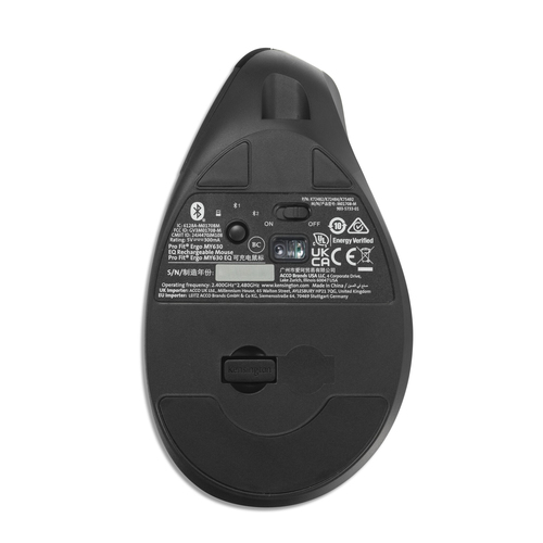 Kensington Pro Fit Ergo MY630 EQ Full-size Maus - Bluetooth/Radio-Frequenz - 5 Taste(n) - Kabellos - 2,40 GHz - wiederaufl