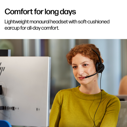 Poly Mission 400 415 Kabel Kopfbügel, Auf den Ohren Mono Headset - Schwarz - Microsoft-Teams-Zertifizierung - Monaural - O