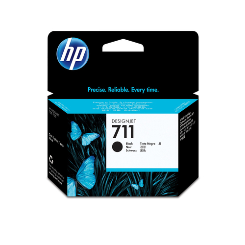 HP Tinteiro DesignJet 711 Preto de 80 ml. Tipo de cartucho: Rendimento alto (XL), Tipo de tinta preta: Tinta à base de pig