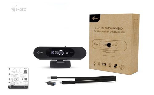 i-tec SOLOMON WH200 2K Webcam Windows Hello. Megapixel (approx.): 4 MP, Maximum video resolution: 2560 x 1440 pixels, Came
