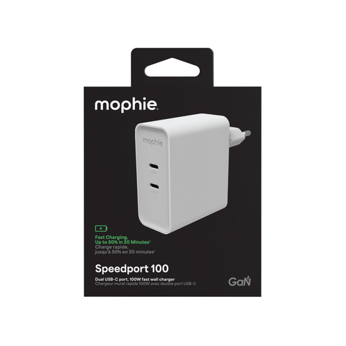 MOPHIE ADAPTER GAN USB-C DUAL 1 ROC WHITE EU