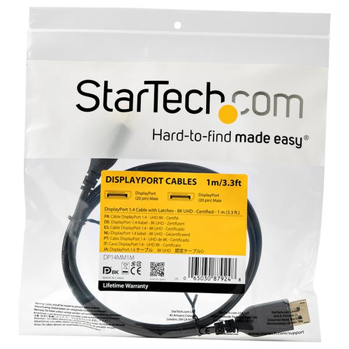 StarTech.com 1 m VESA Certified DisplayPort 1.4 Cable - 8K 60Hz HBR3 HDR - 3 ft Super UHD 4K 120Hz - DP to DP Slim Video M
