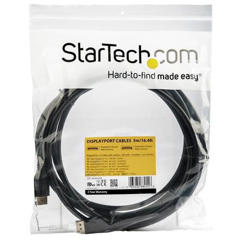 StarTech.com 5 m VESA Certified DisplayPort 1.4 Cable - 8K 60Hz HBR3 HDR - 16 ft Super UHD 4K 120Hz - DP to DP Video Monit