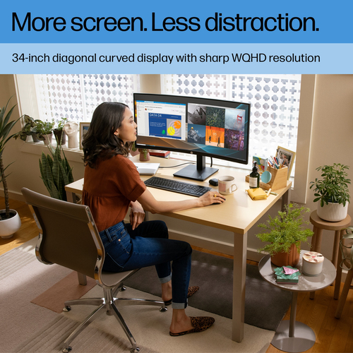HP P34hc G4 WQHD USB-C Curved Monitor. Display diagonal: 86.4 cm (34"), Display resolution: 3440 x 1440 pixels, HD type: W