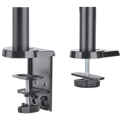 Manhattan Dual Desk Mount for TV & Monitors (Full Motion Gas Spring), For screens 10"" to 27"", Clamp or Grommet Assembly,