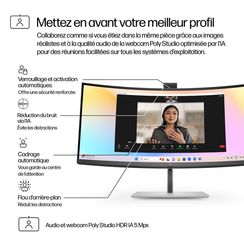 HP Series 7 Pro 34 inch WQHD Conferencing Monitor - 734pm. Display diagonal: 86.4 cm (34"), Display resolution: 3440 x 144
