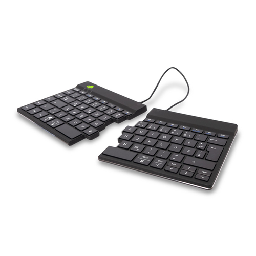 R-Go Tools Ergonomische Tastatur R-Go Split Break mit Pausensoftware, geteilte Tastatur, QWERTZ (DE), kabellos, schwarz. T