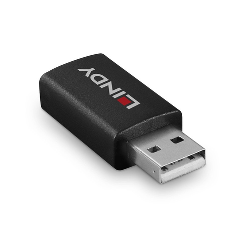 LINDY Datentransferadapter - Anschluss 1: USB A, Stecker - Nickel Anschluss - Golden Kontakt - Schwarz