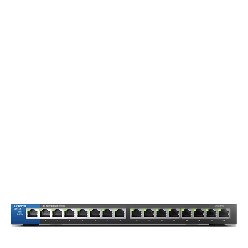 Linksys LGS116 16 Ports Ethernet Switch - 10/100/1000Base-T - 2 Layer Supported - Twisted Pair - Desktop, Wall Mountable -