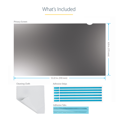 StarTech.com 14in Laptop Privacy Screen For 16:9 Displays, Anti-Glare Privacy Filter with 51% Blue Light Reduction, Matte/