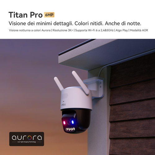 Telecamera IP Titan Pro (WI-FI + Poe) , Risoluzione 6MP(3K+), H.265/H.264 Compressione video, Frame Rate fino a 20fps, 355
