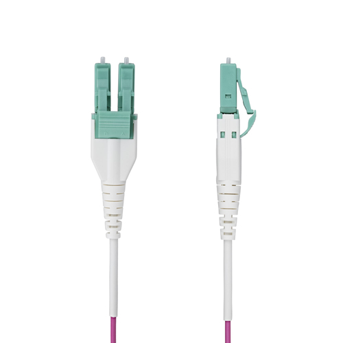 StarTech.com OM4RLCLC3M. Kabellänge: 3 m, Kabeltyp: OFNR, Fibre optic type: OM4, Anschluss 1: LC, Anschluss 2: LC, Lochdur