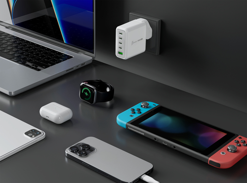 j5create JUP53100 100W GaN USB-C® 5-Port Charger. Charger type: Indoor, Power source type: AC, Charger compatibility: Univ
