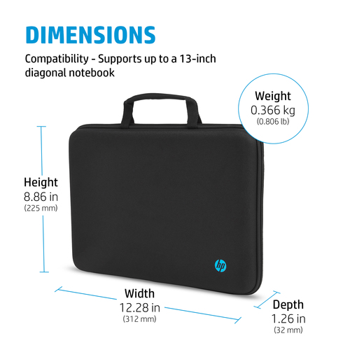 HP Mobility 14-inch Laptop Case. Maximum screen size: 35.6 cm (14"). Weight: 437 g