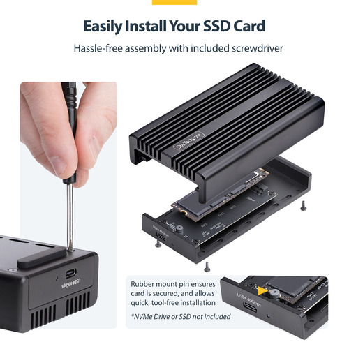 StarTech.com Drive Enclosure M.2, PCI Express NVMe 4.0, PCI Express NVMe 4.0 x4 - USB4 Host Interface - UASP Support Porta