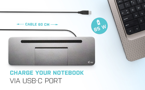 Station d'accueil i-tec USB Type C pour Notebook - 85 W Alimentation - 5 x Ports USB - 2 x USB 2.0 - 2 xUSB 3.0 - USB Type