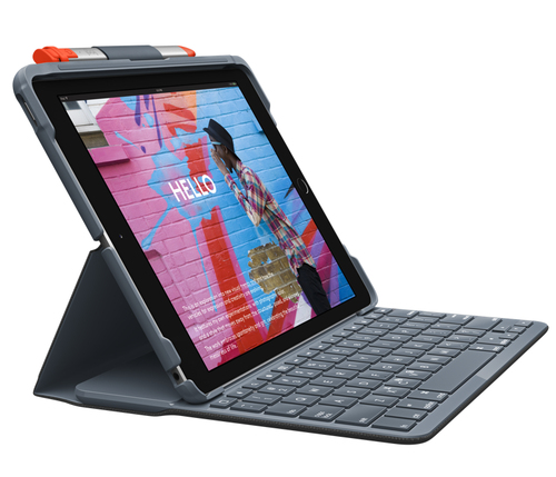 Logitech Slim Folio Tastatur/Cover (Folie) für 25,9 cm (10,2 Zoll) Apple, Logitech iPad (7. Generation) Tablet - Graphit -