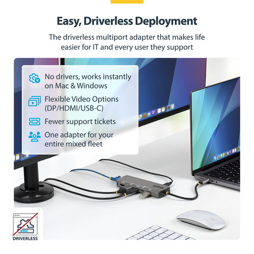 StarTech.com 7-in-1 USB4 Multiport Adapter, treiberlose Dual 4K für MacOS und Windows, 140W Power Delivery, 3-Port 10Gbps 