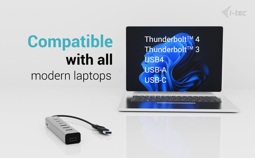i-tec USB Hub - USB Type C - 640 MB/s - Notebook, Tablet, Keyboard, Mouse, Flash Drive - 8 Total USB Port(s) - PC