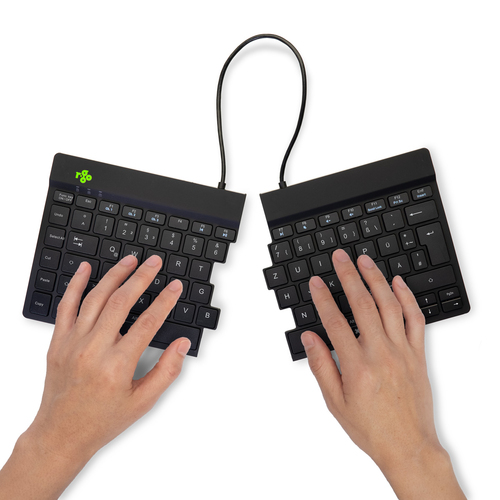 R-Go Tools Ergonomische Tastatur R-Go Split Break mit Pausensoftware, geteilte Tastatur, QWERTZ (DE), kabellos, schwarz. T
