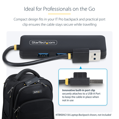 StarTech.com StarTech.com 4-Port USB-A Hub, 5Gbps, Bus Powered, Small Travel Mini USB Hub, Multi-Port USB 3.0 Splitter, Po