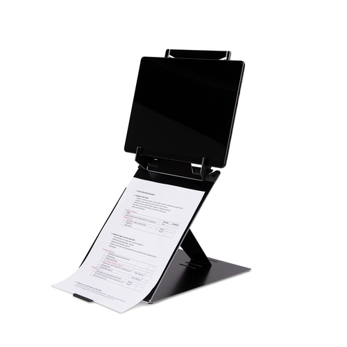 R-Go Altura ajustável Sustentação do Notebook - 25,4 cm (10") para 55,9 cm (22") Suporte de ecrã - Alumínio - Preto - Para