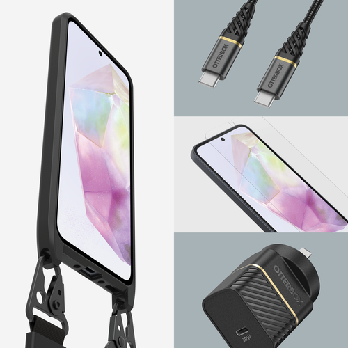 OtterBox React Estojo de transporte Samsung Smartphone - Preto - Alça de pescoço