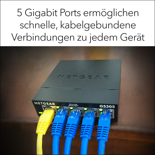 NETGEAR GS305 Switch 5 Port Gigabit Ethernet LAN Switch (Plug-and-Play Netzwerk Switch, LAN Verteiler, Hub energieffizient
