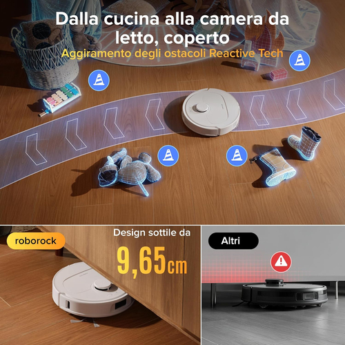 Robot Vacuum Cleaner Roborock Qrevo - Bianco - Pennello - Pavimento, Tappeto - 45 dB(A) Livello rumore