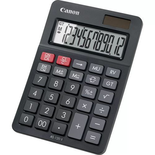 Canon AS-120 II Simple Calculator - Angled Display, Dual Power, Lightweight, Auto Power Off, Key Rollover, Sign Change, Pl