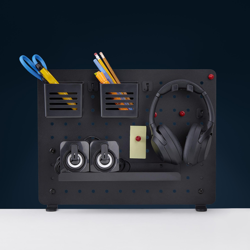 StarTech.com Clamp-On Pegboard with Accessories, 16.5x12.5in, Steel Peg Board, Desktop Storage Organizer, Black - Streamli