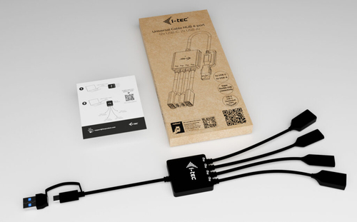 i-tec USB-C/USB-A Cable HUB 4 port (2x USB-C, 2x USB-A). Hostschnittstelle: USB 3.2 Gen 1 (3.1 Gen 1) Type-A + Type-C, Hub