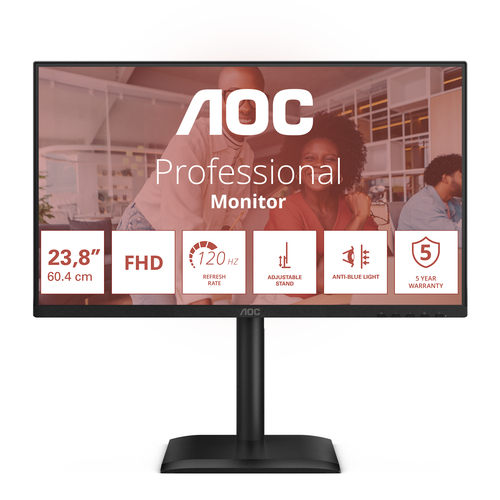 AOC 24E4U 24 Zoll Klasse Full HD LED-Monitor - 16:9 Format - Schwarz - 60,5 cm (23,8 Zoll) Viewable - IPS-Technologie (In-