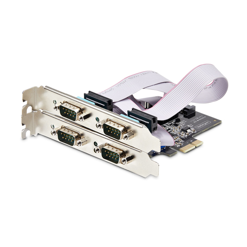 StarTech.com 4-Port Serielle PCIe Karte, PCI Express zu RS232/RS422/RS485 DB9 Serielle Karte, 16C1050 UART, ESD Schutz, Wi