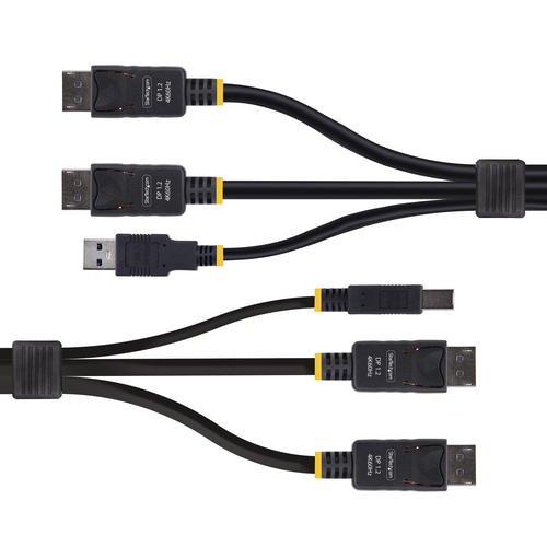 StarTech.com 6ft (1.8m) Dual-DisplayPort and USB 5Gbps KVM Cable, 4K 60Hz, Universally Compatible Combo Cable for KVM Swit