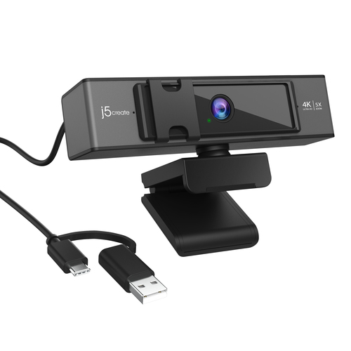 Webcam j5create - 8 Megapixel - 30 fps - Nero, Argento - 1 - 4K, 2K, Full HD, HD - 3840 x 2160 Video - CMOS Sensore - 70° 