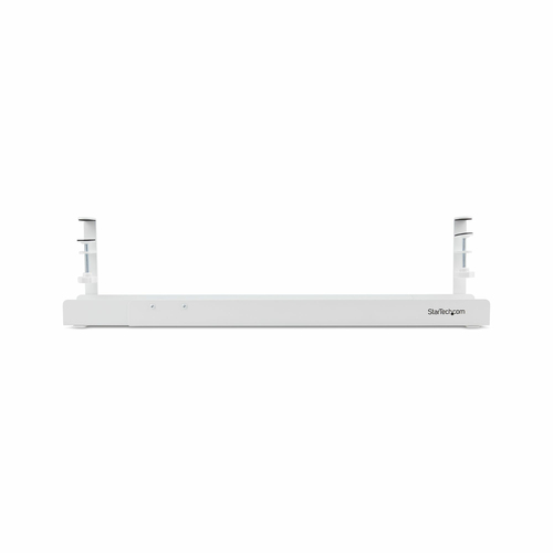 StarTech.com Under Desk Cable Management Tray, Length Adjustable, Clamp-On Installation, No Drilling Required, White - Len