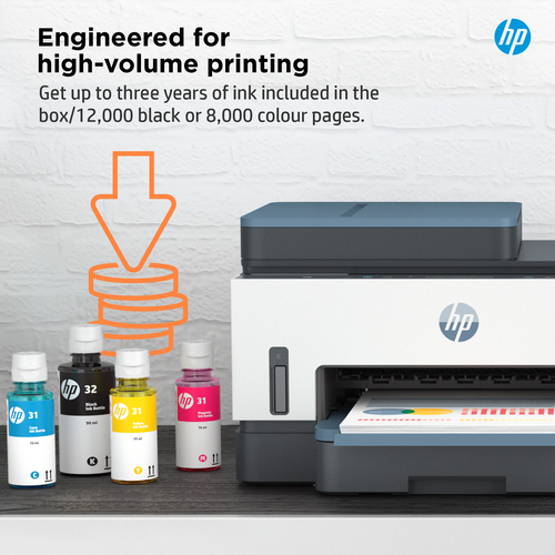 HP Smart Tank 7306 Wireless All-in-One Color Printer, Two-sided printing; Copier, Scanner. Print technology: Thermal inkje