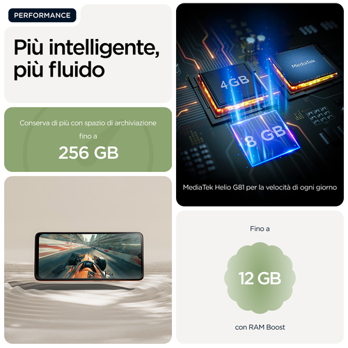 Motorola moto g06 . Dimensioni diagonale schermo: 17,5 cm (6.88"), Risoluzione del display: 1640 x 720 Pixel. Frequenza de