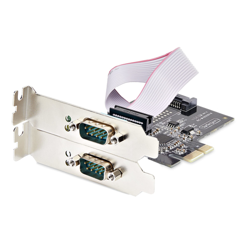 StarTech.com 2-Port Serielle PCIe Karte, PCI Express zu RS232/RS422/RS485 DB9 Serielle Karte, 16C1050 UART, ESD Schutz, Wi