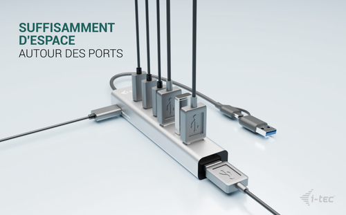 Hub USB i-tec - USB Type C - 640 Mo/s - Ordinateur portable, Tablette, Clavier, Souris, Lecteur flash, Smartphone, Bureau 