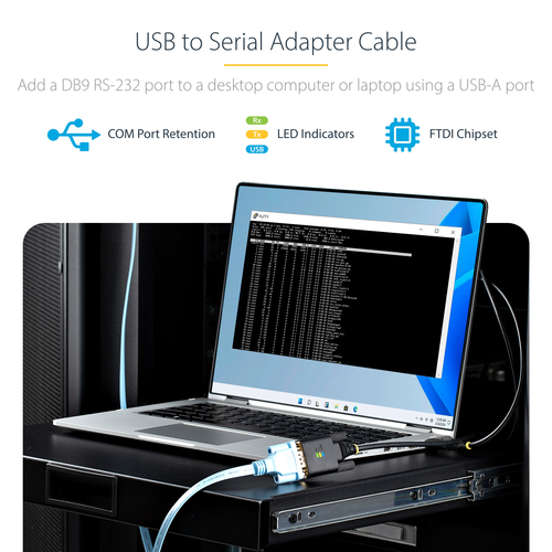 StarTech.com 1P10FFC-USB-SERIAL. Produktfarbe: Schwarz, Kabellänge: 3 m, Anschluss 1: USB Typ-A. Verpackungsbreite: 220 mm