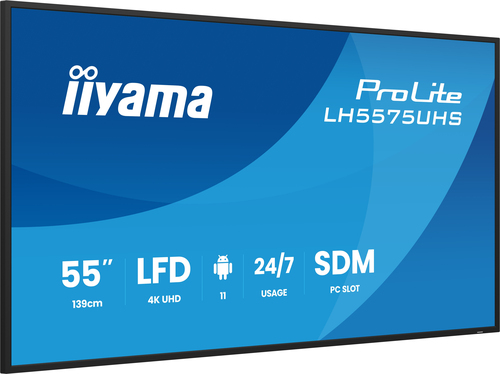 iiyama LH5575UHS-B2AG. Produktdesign: Digital Signage Flachbildschirm. Bildschirmdiagonale: 138,7 cm (54.6"), Bildschirmte