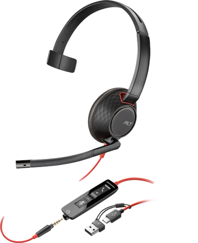 HP Poly Blackwire 5210 Monaural USB-C Headset +3.5mm Plug +USB-C/A Adapter. Product type: Headset. Connectivity technology